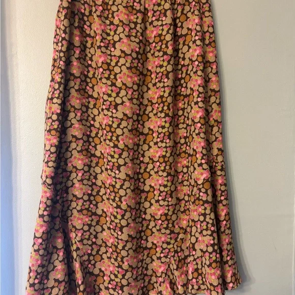 J. Jill Brown Floral A-Line Skirt with Pink & Tan Dots - Picture 6 of 9